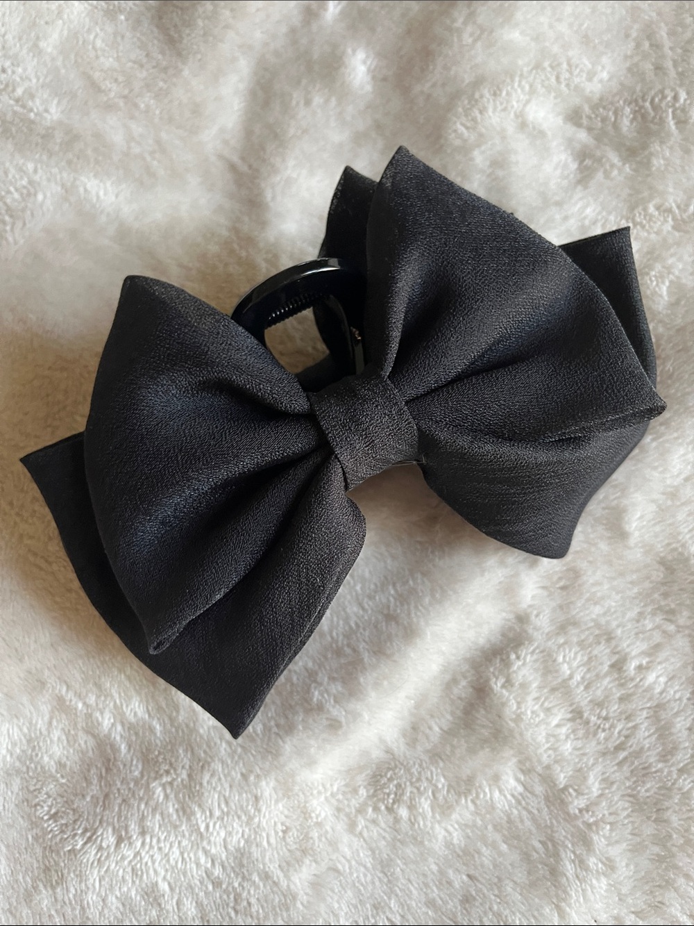 Elegant Black Fabric Bow Hair Clip